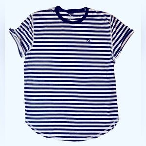 Hollister Nautical Blue and White Striped Short Sleeve Tee Size L